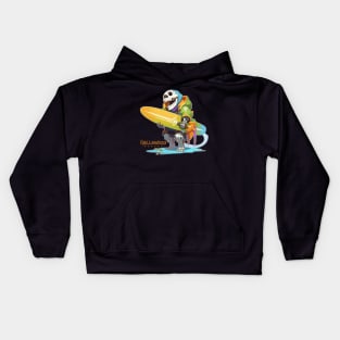 Halloween Beach Surfer Gnarly Skull Kids Hoodie